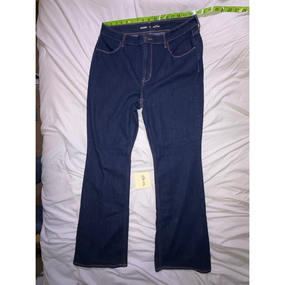 Old Navy Wow Flare Jeans Dark Wash High Rise Tall Size 16 Blue Denim T09-02